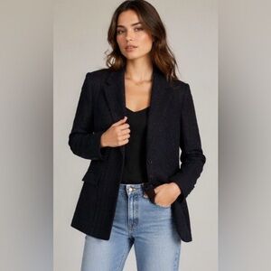 Blue Textured Women's Blazer - Elegant Evening Jacket